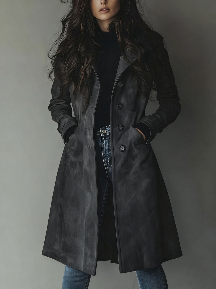 Κομψό, casual και ρετρό σουέτ trench coat