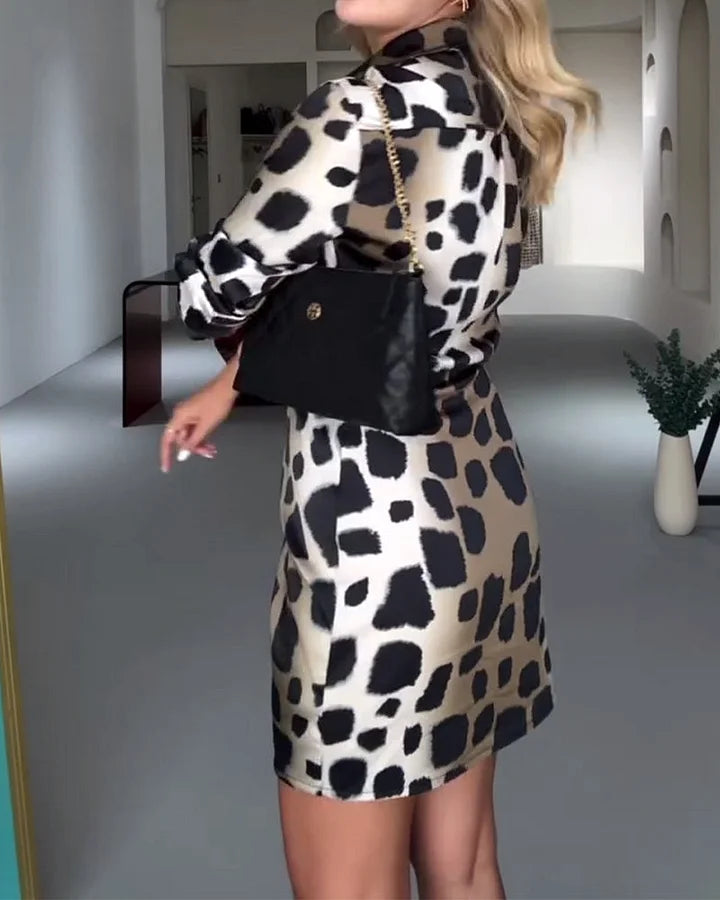 Γυναικείο casual φόρεμα με λεοπάρ print