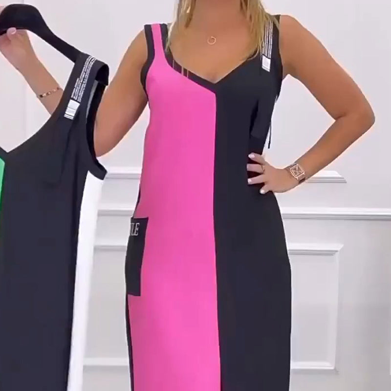 🌸Καλοκαιρινό σπέσιαλ💐 Αμάνικο color block φόρεμα.