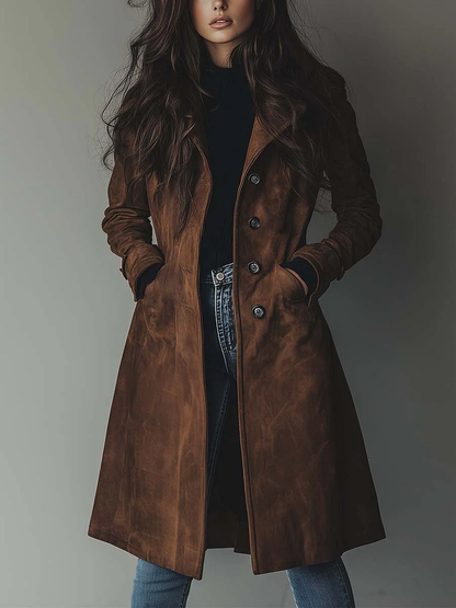 Κομψό, casual και ρετρό σουέτ trench coat