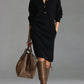 Γυναικείο Casual Φόρεμα με Ριχτό Πλεκτό και Ζιβάγκο, Μονόχρωμο