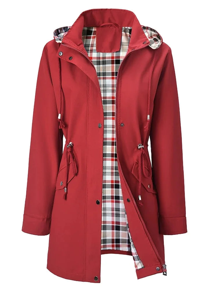🍂Φθινοπωρινές Εκπτώσεις 49% 💗🧥Απολύτως Αδιάβροχο Γυναικείο Μπουφάν με Καρό 🍃